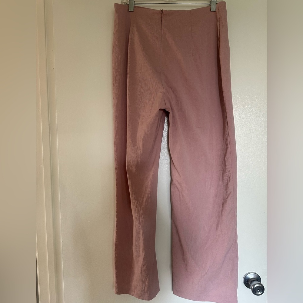 High-Waist Wide-Leg Wrap Tie Pants - Dusty Rose - Picture 5 of 6